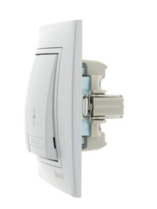 Переключатель проходной 2-кл. СП Mira 10А IP20 со вставкой сер. метал. LEZARD 701-1010-106 — изображение 2