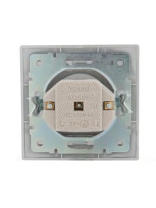 Розетка 1-м СП Mira 16А IP20 без заземл. со вставкой керамика сер. метал. LEZARD 701-1010-121 — изображение 3