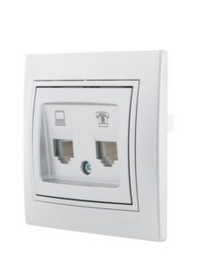 Розетка компьютерная + телефонная 2-м СП Mira RJ45 + RJ11 сер. метал. LEZARD 701-1010-143 — изображение 3