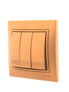 Выключатель 3-кл. СП Mira 10А IP20 со вставкой зол. метал. LEZARD 701-1313-109 — изображение 4