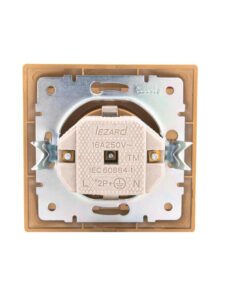 Розетка 1-м СП Mira 16А IP20 с заземл. со вставкой керамика зол. метал. LEZARD 701-1313-122 — изображение 3