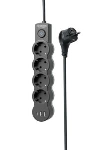Удлинитель 3х1.5м с заземл. 10А IP20 USB 2500Вт 220В ПВС 3х1 с выкл. черн. КОСМОС YKsm1.5m4g-Z-VU10А-B — изображение 7