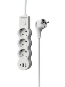 Удлинитель 3х1.5м с заземл. 10А IP20 USB 2800Вт 220В ПВС 3х1 с выкл. бел. КОСМОС YKsm1.5m3g-Z-VU10А-W — изображение 7
