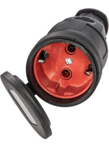 Розетка 16А IP44 прямая с заземл. каучук черн. КОСМОС RKsm-Z-IP(B)16A — изображение 3
