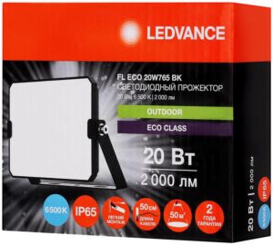 Прожектор светодиодный СДО FL ECO 20W 765 G4 уличный матов. стекло алюм. черн. LEDVANCE 4099854400056 — изображение 3