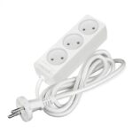 Удлинитель 3х1.5м без заземл. 10А IP20 2.2кВт ПВС 2х0.75 бел. DOMTOK 2370