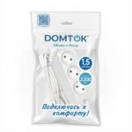 Удлинитель 3х1.5м без заземл. 10А IP20 2.2кВт ПВС 2х0.75 бел. DOMTOK 2370 — изображение 2