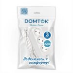 Удлинитель 3х3м без заземл. 10А IP20 2.2кВт ПВС 2х0.75 бел. DOMTOK 2371 — изображение 2