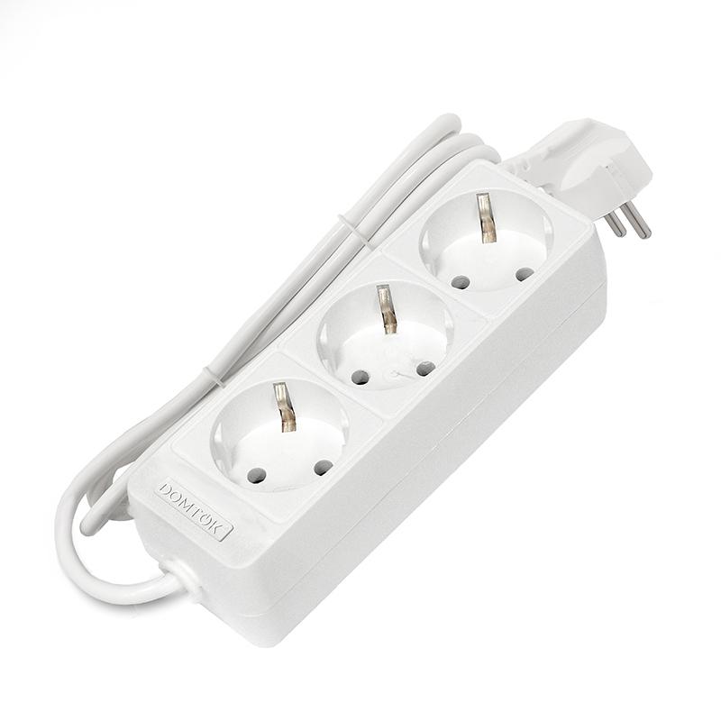 2011652.jpg Удлинитель 3х1.5м с заземл. 10А IP20 2.2кВт ПВС 3х0.75 бел. DOMTOK 2373 — изображение 1