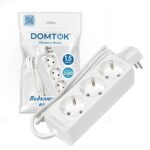 Удлинитель 3х1.5м с заземл. 10А IP20 2.2кВт ПВС 3х0.75 бел. DOMTOK 2373 — изображение 3
