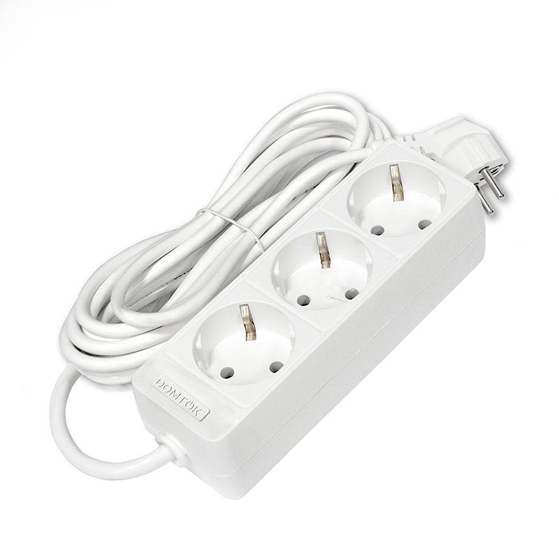 2011654.jpg Удлинитель 3х5м с заземл. 10А IP20 2.2кВт ПВС 3х0.75 бел. DOMTOK 2376 — изображение 1