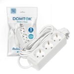 Удлинитель 3х5м с заземл. 10А IP20 2.2кВт ПВС 3х0.75 бел. DOMTOK 2376 — изображение 3