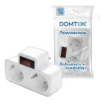 Разветвитель 2-м с заземл. 16А 3500Вт 250В плоский с выключателем бел. DОМТОК 2664 — изображение 2