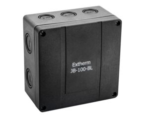 Коробка распределительная 140х140х76мм IP66 в комплекте с клеммным рядом 10х10кв.мм 76А черн. Extherm JB-100-BL
