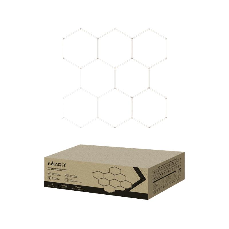 2060589.jpg Светильник светодиодный ДБО-HEXAGON 8С-35065 350Вт 6500К 230В 2350х2442мм 8 сот 0.5м шнур с вилкой NEOX 4690612066639 — изображение 1