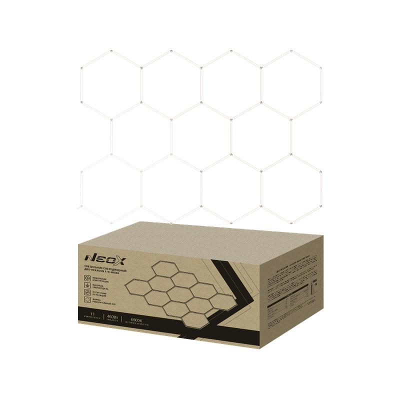 2060590.jpg Светильник светодиодный ДБО-HEXAGON 11С-46065 460Вт 6500К 230В 3256х2350мм 11 сот 0.5м шнур с вилкой NEOX 4690612066646 — изображение 1