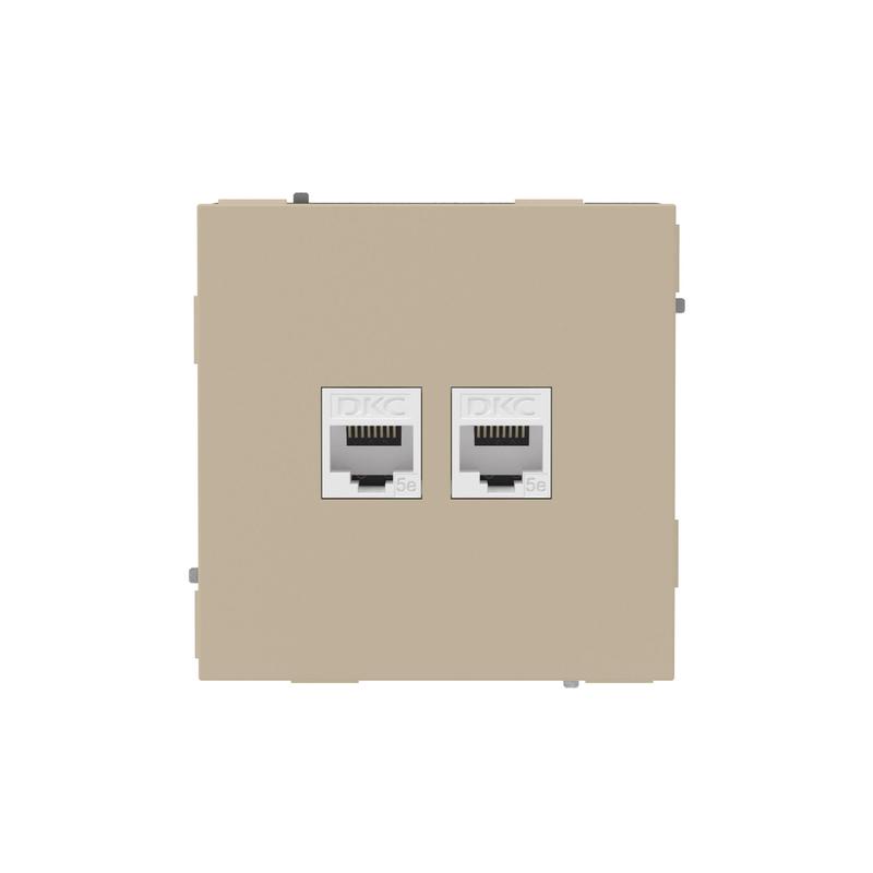2061493.jpg Розетка компьютерная 2-м KANT RJ45 кат.5E без шторки ванильн. марципан DKC 7015664 — изображение 1