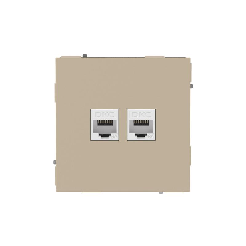 2061495.jpg Розетка компьютерная 2-м KANT RJ45 кат.6A без шторки ванильн. марципан DKC 7015674 — изображение 1