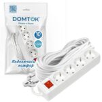 Удлинитель 4х10м с заземл. 16А IP20 3х1 с выкл. бел. DOMTOK 2405 — изображение 2