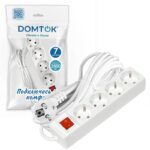 Удлинитель 4х7м с заземл. 16А IP20 3х1 с выкл. бел. DOMTOK 2501 — изображение 2