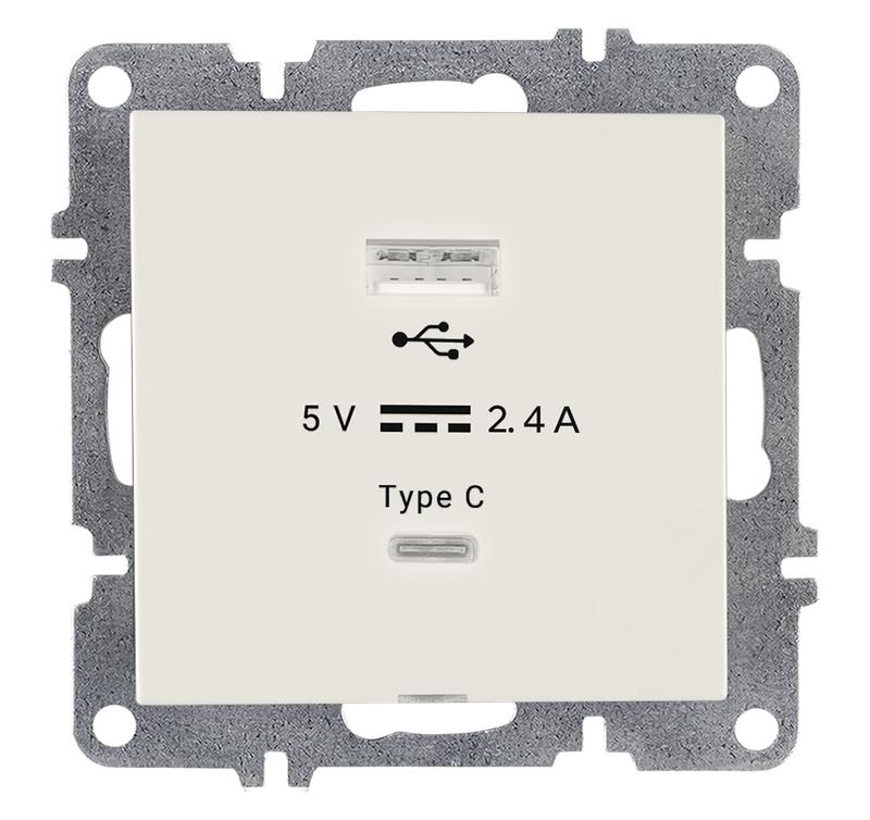 2066315.jpg Розетка LAVIN/KAREN USB + TYPE-C механизм бел. ARVIA 50 01 1000 304 — изображение 1