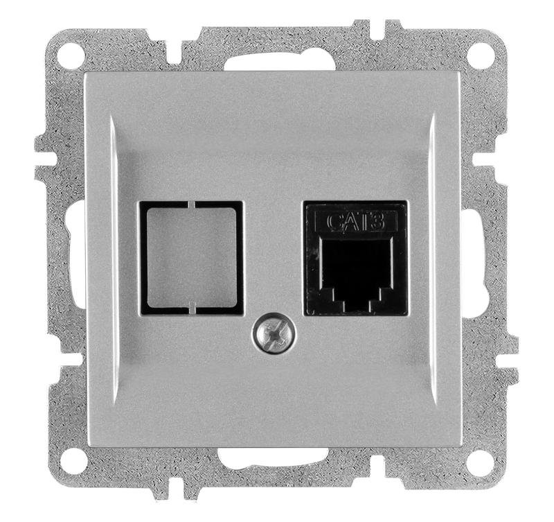 2066408.jpg Розетка телефонная 1вых. СП 1мод. LAVIN/KAREN RJ45 кат.3 механизм сер. ARVIA 50 03 2000 221 — изображение 1