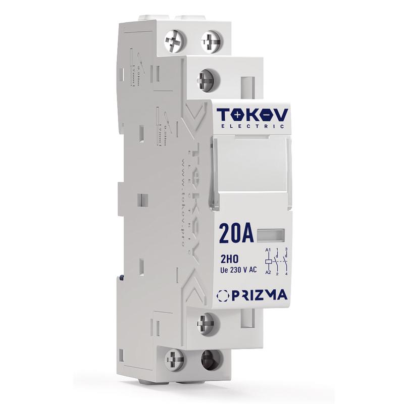 2066885.jpg Контактор модульный 18мм 20А 230В АС 2НО PRIZMA TOKOV ELECTRIC TKE-PZ-MC-1-20-230-20 — изображение 1