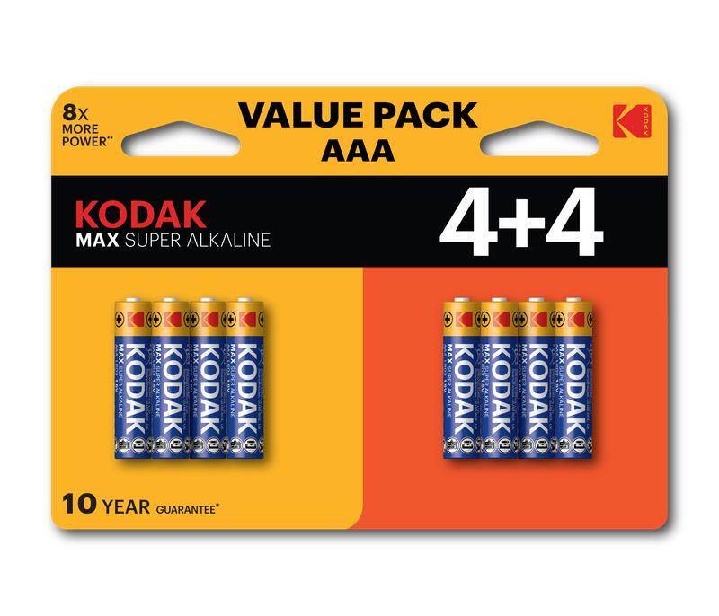 2077424.jpg Элемент питания алкалиновый AAA/LR03 1.5В MAX SUPER Alkaline (блист.8шт) KODAK Б0057079 — изображение 1