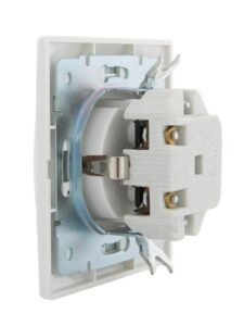 Розетка 1-м СП Mira 16А IP20 с заземл. с защ. крышкой с сер. вставкой керамика бел. LEZARD 701-0215-123 — изображение 5