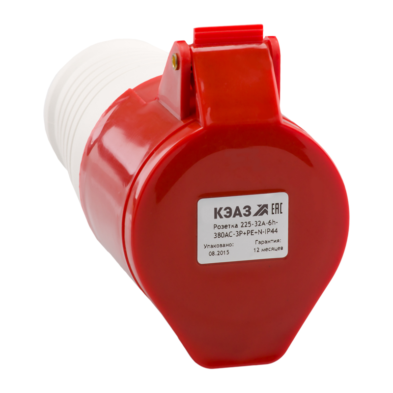 222751_1.png Розетка кабельная 215 16А 380AC 3P+PE+N 6ч IP44 КЭАЗ 222751 — изображение 1