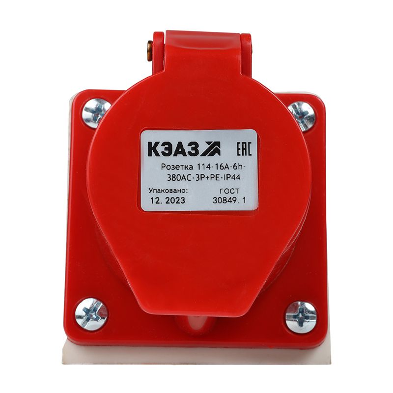 222754_1.jpeg Розетка 114 16А 380В AC 3P+PE 6ч для монтажа на поверхность IP44 КЭАЗ 222754 — изображение 1