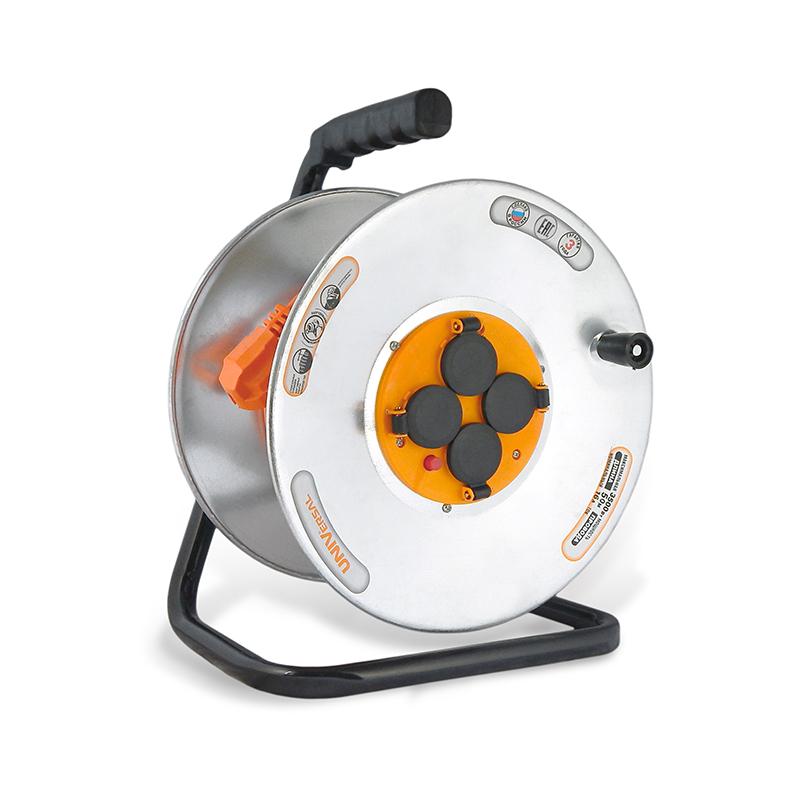 242963.jpg Удлинитель на катушке 4х50м с заземл. 16А IP44 У16-041 ПВС 3х1.5 термозащита с защ. крышкой UNIVersal 9633072 — изображение 1