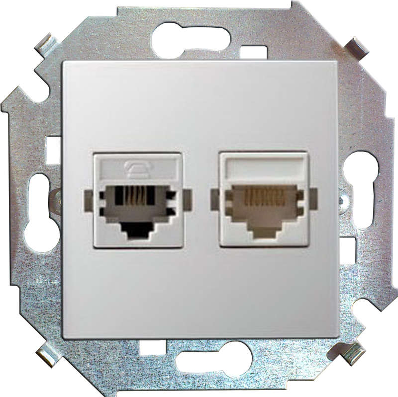 262479.jpg Розетка компьютерная 2-м СП Simon 15 RJ45 кат.5E Systimax механизм бел. Simon 1591593-030 — изображение 1