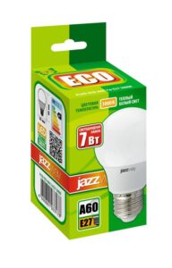 Лампа светодиодная PLED-ECO 7Вт A60 грушевидная 3000К тепл. бел. E27 570лм 230В JazzWay 1033178 — изображение 2