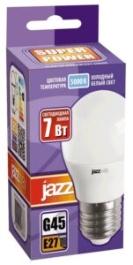 Лампа светодиодная PLED-SP 7Вт G45 шар 5000К холод. бел. E27 540лм 230В JazzWay 1027887-2 — изображение 2