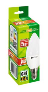 Лампа светодиодная PLED-ECO 5Вт C37 свеча матовая 3000К тепл. бел. E14 400лм 230В 50Гц JazzWay 1036834A — изображение 2