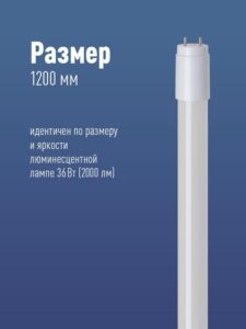 Лампа светодиодная 20Вт T8 линейная 4000К нейтр. бел. G13 220В 1200мм glass КОСМОС Lksm_LED20wG13T840GL — изображение 4