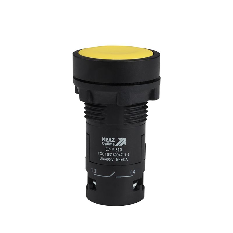 362034_1.jpeg Кнопка OptiSignal Compact D22 С7-P-510 желт. 1НО XB7NA51 КЭАЗ 362034 — изображение 1