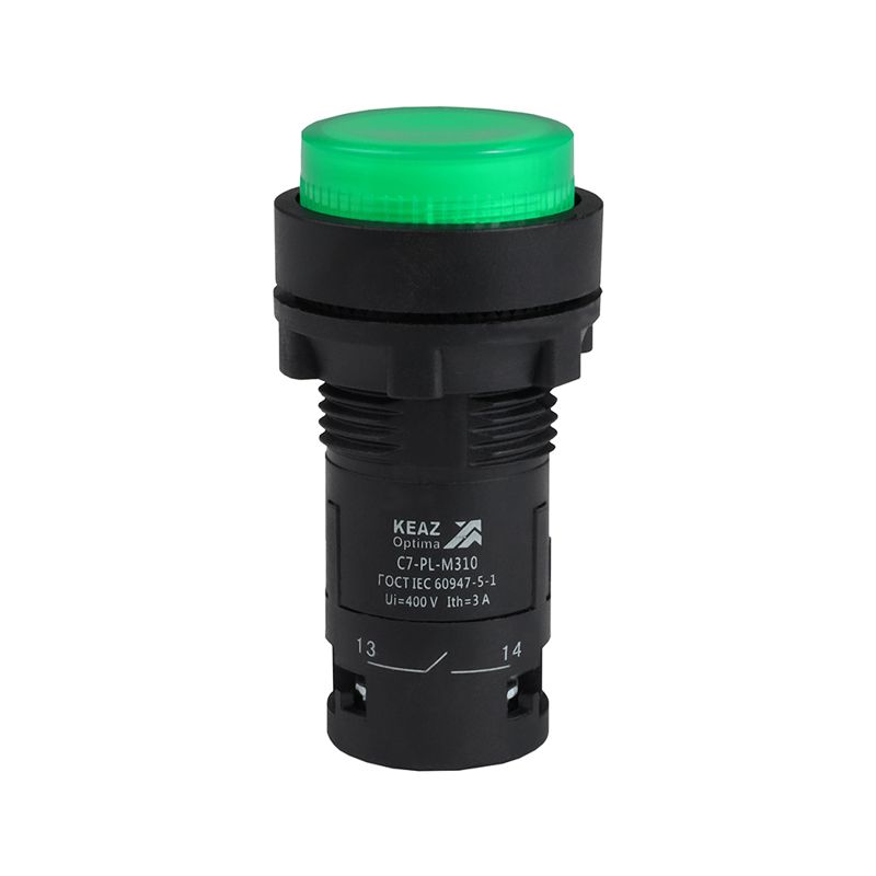 362100_1.jpeg Кнопка с подсветкой OptiSignal Compact D22 С7-PL-M310 зел. 1НО 230В AC XB7NW33M1 КЭАЗ 362100 — изображение 1