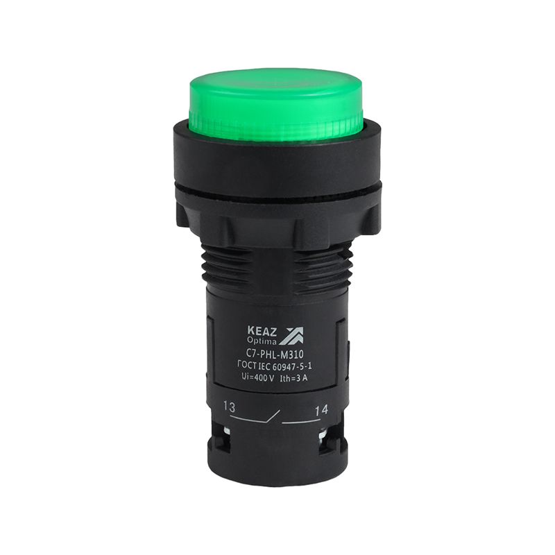 362120_1.jpeg Кнопка с фиксацией с подсветкой OptiSignal Compact D22 С7-PHL-M310 зел. 1НО 230В AC XB7NJ03M1 КЭАЗ 362120 — изображение 1