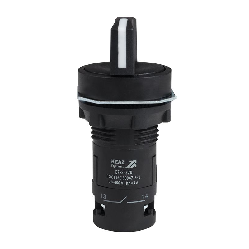 362138_1.jpeg Переключатель 3 положения OptiSignal Compact D22 С7-S-320 черн. 2НО XB7ND33 КЭАЗ 362138 — изображение 1