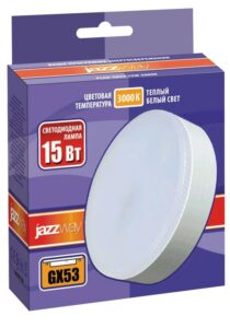 Лампа светодиодная PLED-GX53 15Вт таблетка матовая 3000К тепл. бел. GX53 1220лм 230В JazzWay 2855435 — изображение 2