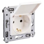 Розетка 1-м СП 2мод. Avanti "Белое облако" 16А IP41 2P+E защ. шторки с крышкой бел. DKC 4400013 — изображение 5