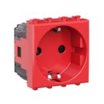 Розетка 1-м 2мод. Avanti "Красный квадрат" 16А IP20 2P+E защ. шторки красн. DKC 4401002 — изображение 3