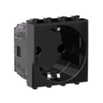 Розетка 1-м 2мод. Avanti "Черный квадрат" 16А IP20 2P+E защ. шторки черн. DKC 4402002 — изображение 4