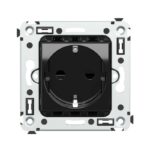 Розетка 1-м СП 2мод. Avanti "Черный квадрат" 16А IP20 2P+E защ. шторки черн. DKC 4402003