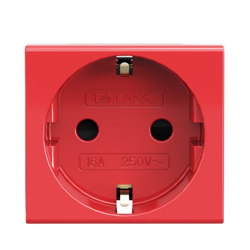 45015_1.jpeg Розетка 1-м 2мод. Viva 16А IP20 2P+E с заземл. защ. шторки красн. DKC 45015 — изображение 1