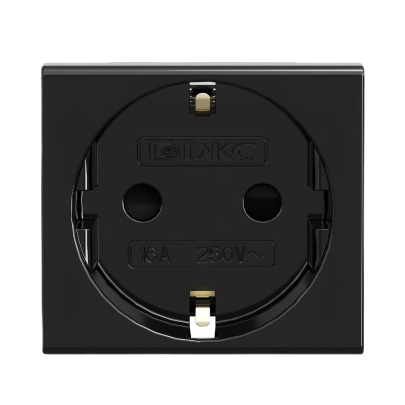 45205_1.jpeg Розетка 1-м 2мод. Viva 16А IP20 2P+E с заземл. защ. шторки черн. DKC 45205 — изображение 1