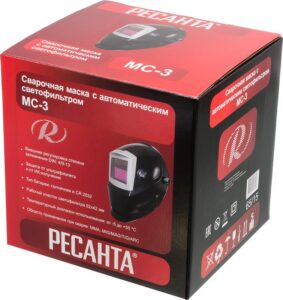 Маска сварочная МС-3 (с регулир. чувств.и и задержки времени; задержка откр. 0.15/0.8с; сенсор чувств. перем.; светофильтр ТСК 3202 "шлифовка") Ресанта 65/15 — изображение 2