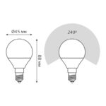 Лампа светодиодная Elementary 12Вт P45 шар 3000К тепл. бел. E14 880лм GAUSS 53112 — изображение 2